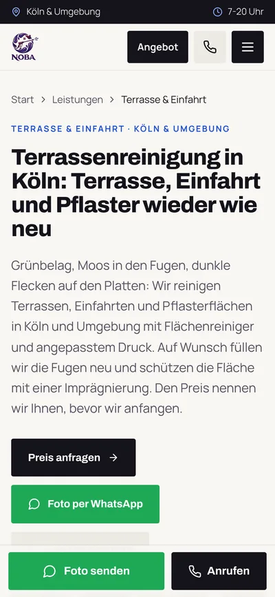 NOBA Leistungsseite Terrassenreinigung Köln